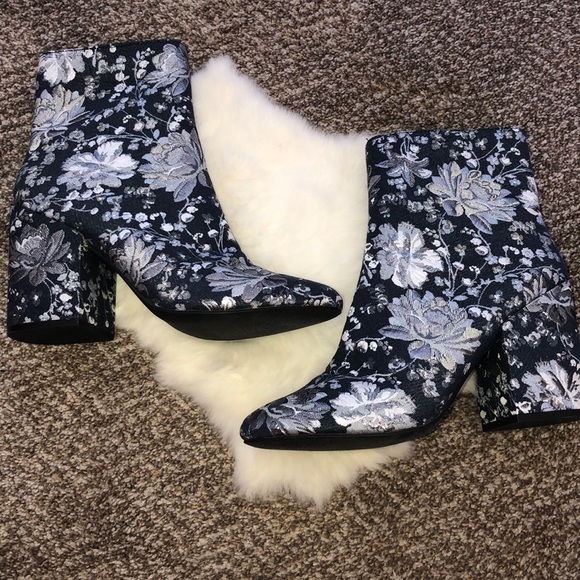 floral heeled boots